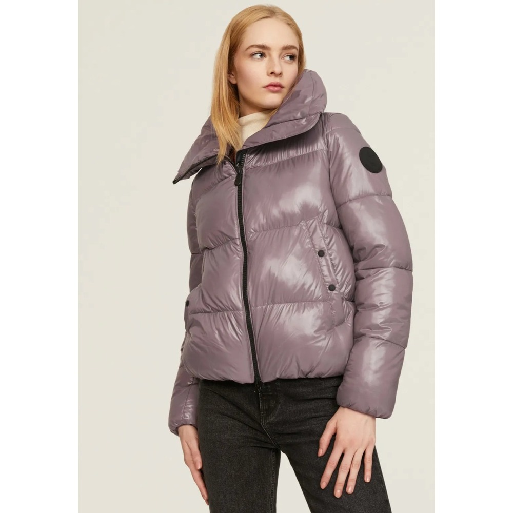 Save the Duck Isla Jacket‎ Purple Puffer Zip Front Stand Collar Sz S Women